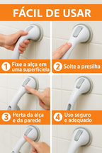 Barra de Apoio Portátil para Banheiro ventosa - SucSafe