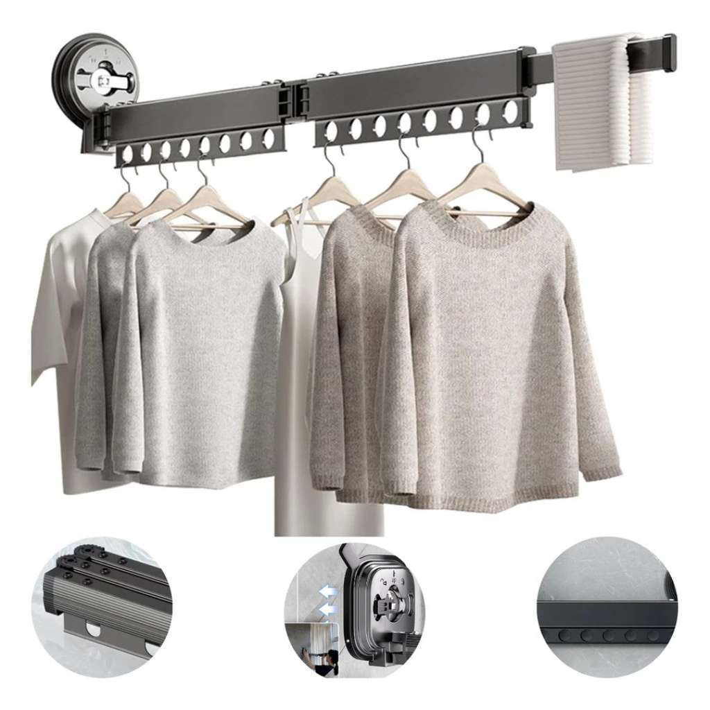 Varal Extensível Dobrável com Ventosa